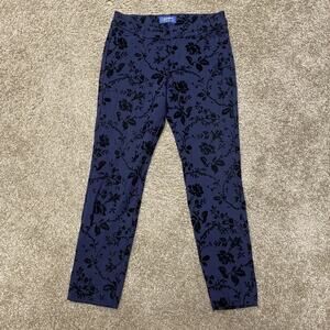 Old Navy Pixie Pants Size 10 Floral Flocked Mid Rise Ankle career dress pants